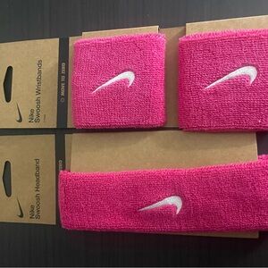 Nike Vibrant Pink Headband and Wristbands Set